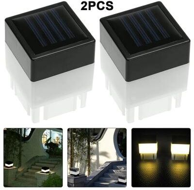 Uplift Picks Solar Pillar Post Light Adds Warm Waterproof Glow To Fences Gardens warm Light (2 Pcs)