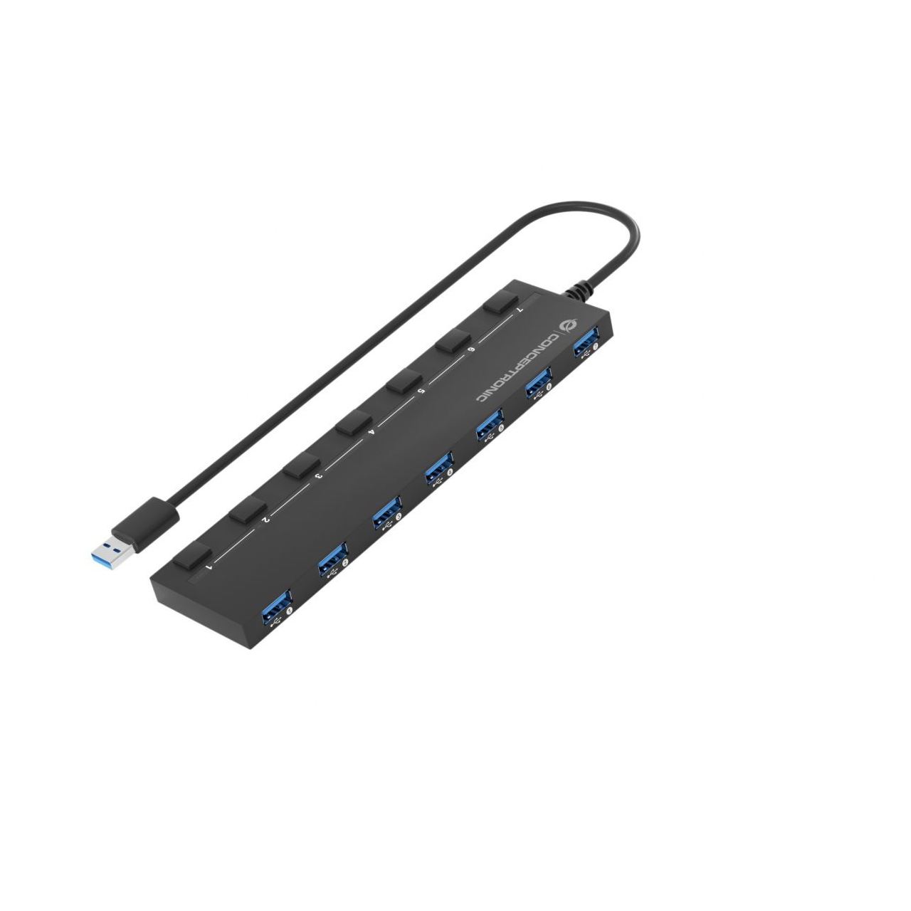 Conceptronic USB-Hub 7-Port 3.0 ->7x3.0 m.Netzteil sw