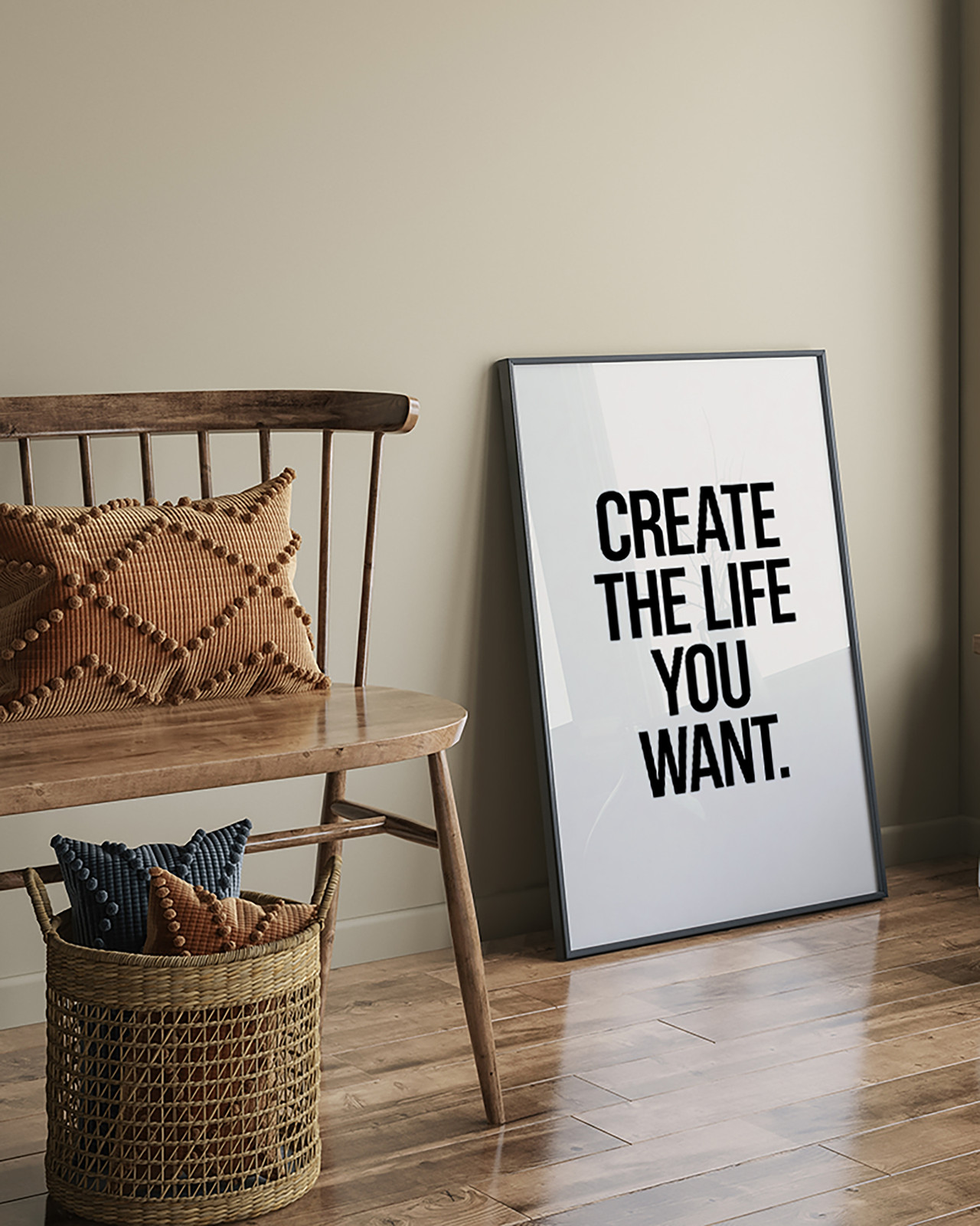 home24 Kunstprint Create the Life you Want, Meerkleuren, B: 63 cm, H: 83 cm