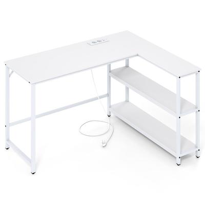 Helloshop26 - L-förmiger Schreibtisch für Arbeitsbereiche 131 x 106 x 75 cm integrierte Ladestation modernes Design aus Holz und 20_0018007