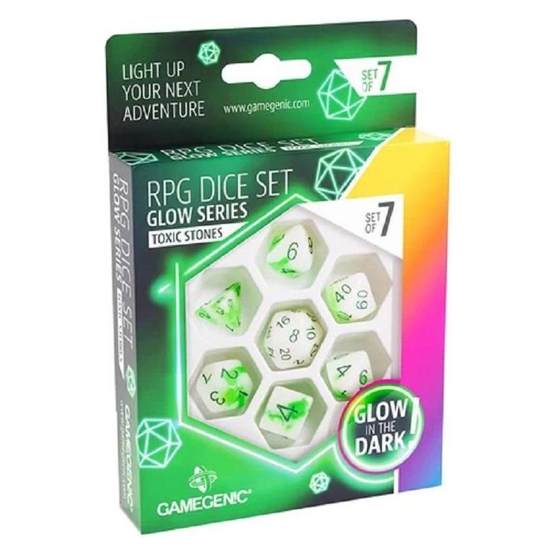 Gamegenic GGS50029 - Glow Series - Toxic Stones - RPG Dice Set (7 pcs) (GGS50029)