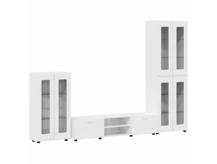 RJPLMFV TV-Möbel Florin, 3-teilig, Holz, Technik, Weiß lackiert Matte Oberfläche, rechteckiges Design, geräumige Fächer, Innengebrauch, Feuchttuchpflege, moderner Stil