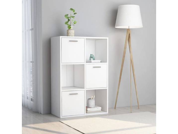 Armoire de rangement en bois d'ingénierie - VIDAXL - Blanc - 60x29 5x90 cm - 3 cubes ouverts - 3 cubes avec portes
