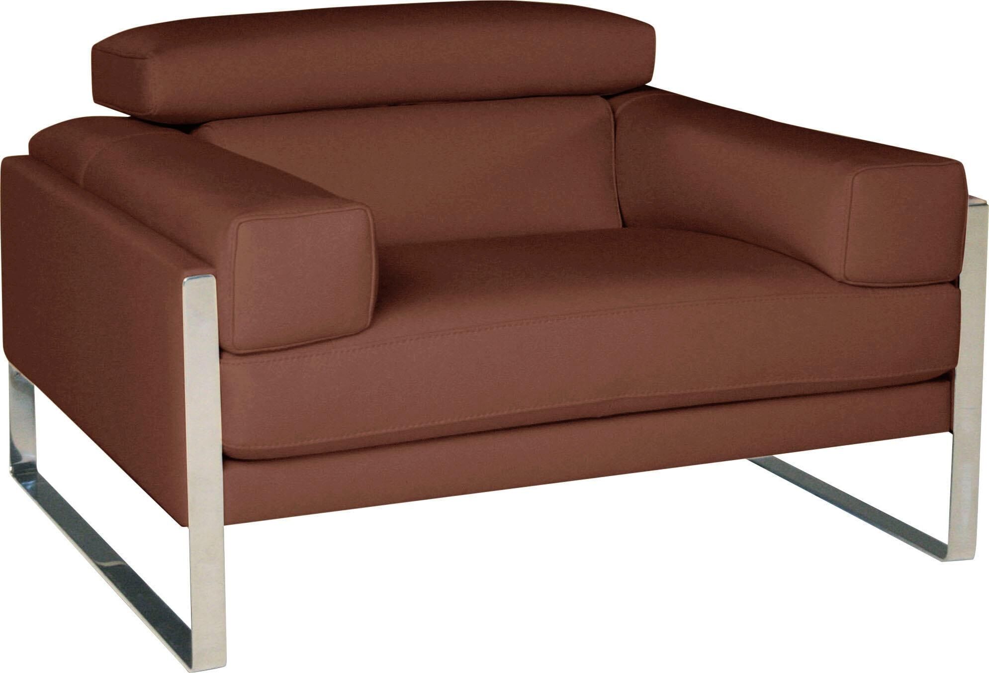 Sessel CALIA ITALIA "Romeo Loungesessel, bequem und elegant, Breite 107cm", braun (karma 601 choccolate), B:107cm H:67cm T:105cm, AnilinLEDER Karma gewachst (echtes Rindsleder), Sessel, Sessel, extravaganter Designsessel karma 601 choccolate Anilinleder, 