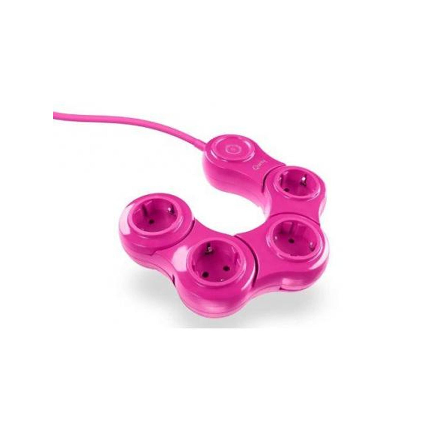 Quirky Draaibare Stekkerdoos met 4 Stopcontacten, Roze, 0,61 meter
