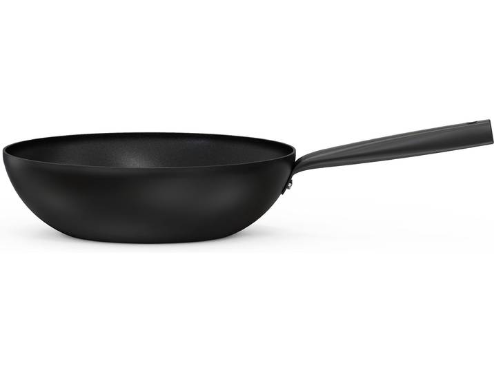 Wok HANSEATIC ALU BASIC , schwarz, B:28,5cm H:8cm L:47,3cm Ø:28cm, Pfannen, Wok, Pfanne mit Antihaftbeschichtung, für alle Herdarten, inkl. Induktion