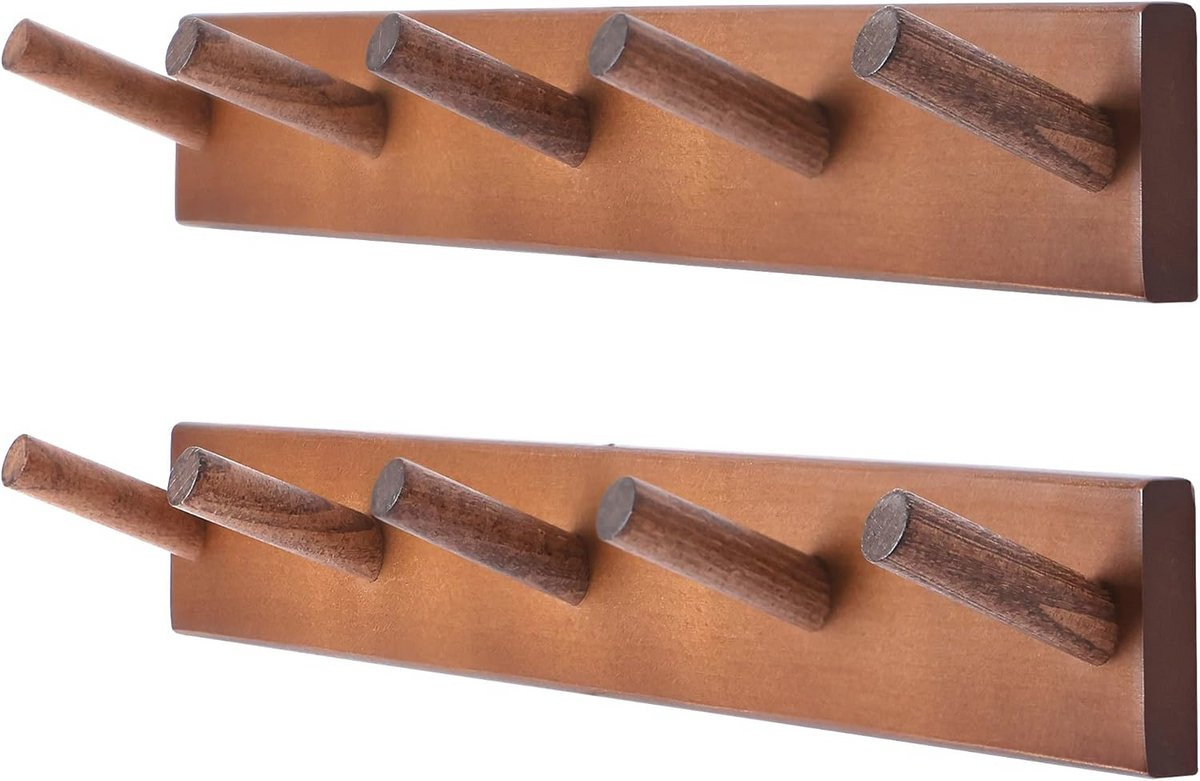 Houten Kapstok voor Wandmontage met Zware Metalen Haken voor Kleding en Accessoires