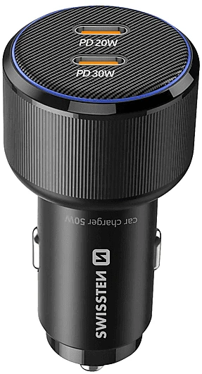 Swissten CL Ladegerät 2x USB-C PD 50 W Black