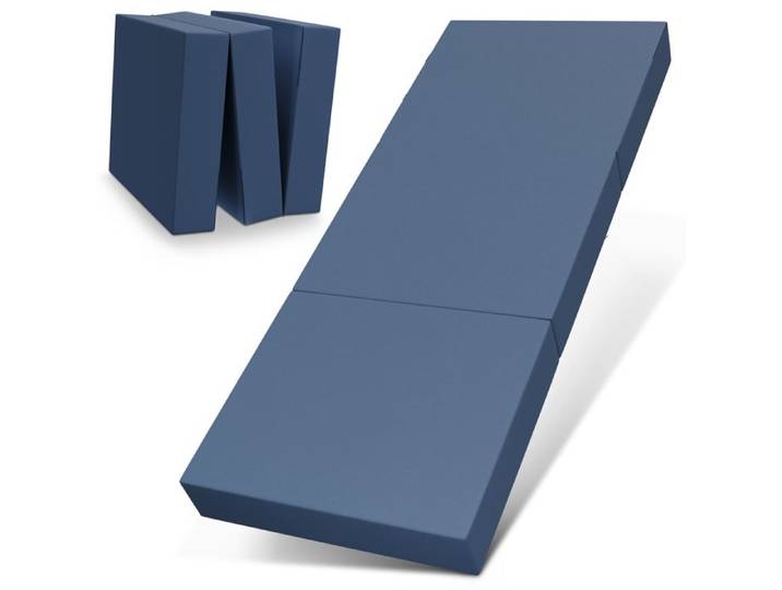ELONEO Matelas Pliant 3 Parties Mousse Épaisse 15 cm Lavable Pour Adulte 75x195x15 cm bleu