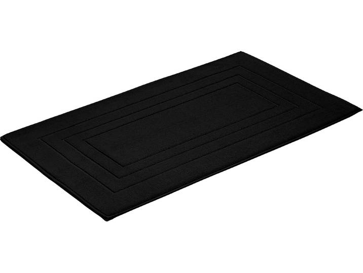 Badematte VOSSEN Feeling Gr. 4, schwarz, H:10mm, Baumwolle, Badematten, Badematte, Badteppich, Uni-Farben, mit Bordüre, Hoch-Tief Effekt, reine Baumwolle