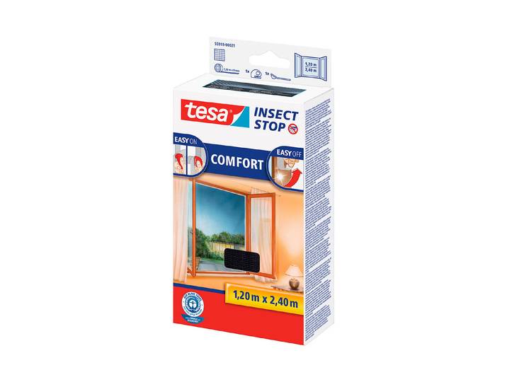 Tesa Insect Stop Fliegengitter Comfort Schwarz 2.4 × 1.2 m