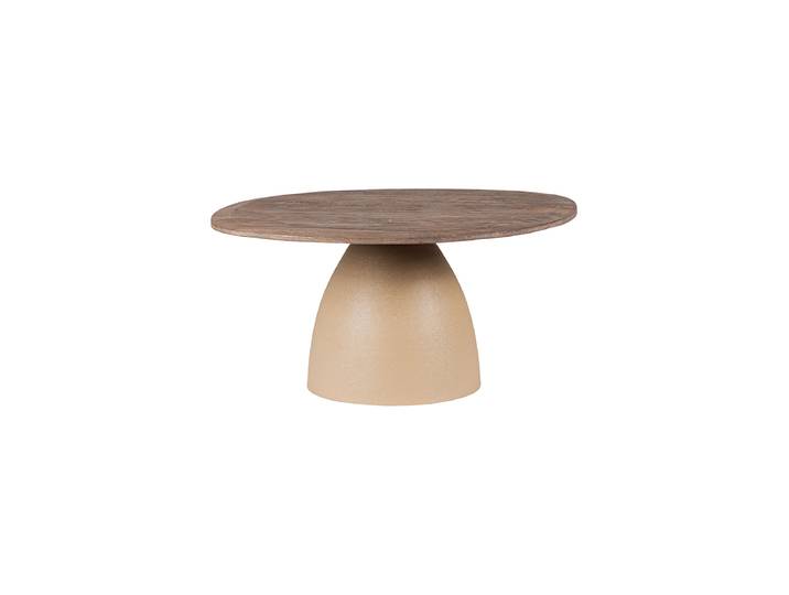 Asymmetrischer, massiver Design Couchtisch „Stanley“ Mangoholz Natural / Beige Ø 86 cm Bizzotto
