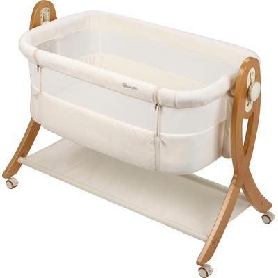 Beistellbett BABYGO "SidebySide, weiß/beige", Baby, Gr. Liegefläche B/L: 49cm x 85cm, kein Härtegrad, weiß (weiß, beige), Kunststoff, Massivholz, Babybetten, mit Schaukelfunktion