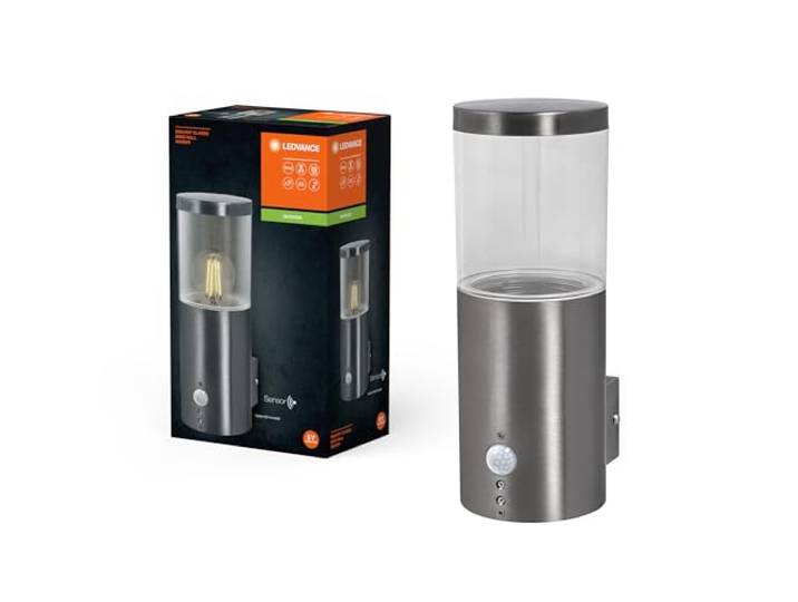 LEDVANCE ENDURA CLASSIC EBRO WALL SEN Außenleuchte, Wandleuchte, Edelstahl, einfache & schnelle Installation, IP44 Schutzklasse, Bewegungsmelder, Tageslichtsensor, flexible Anwendung im Außenbereich