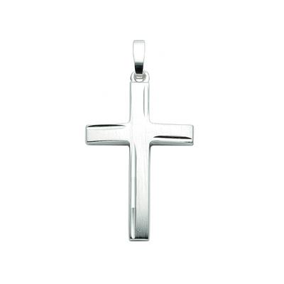 Kreuzkette ADELIA´S "Halskette - Kreuzkette mit Kreuz Anhänger aus 925 Silber", silber, Halsketten, Damen, Silber 925 (Sterlingsilber), Kreuzkette, Schmuckset mit bis 45 cm stufenlos verstellbarer 925 Silber Halskette