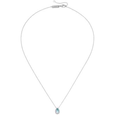 Kette mit Anhänger "synth. Saphir, Zirkonia weiß, Silber 925", blau (hellblau), GIORGIO MARTELLO MILANO, Halsketten, Damen, 45cm