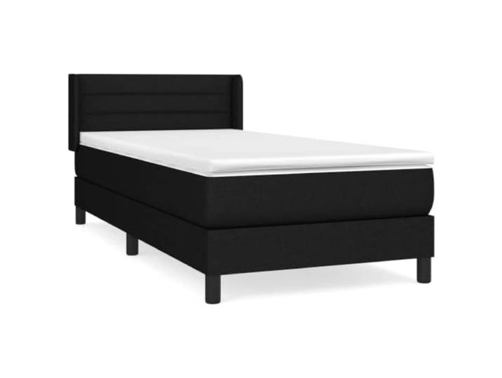 PUGYNBK Boxspringbett mit Stoffmatratze, Schwarz, 80 x 200 cm Verstellbares Kopfteil, Taschenfedern, mittlere Festigkeit, atmungsaktiv, einfache Montage
