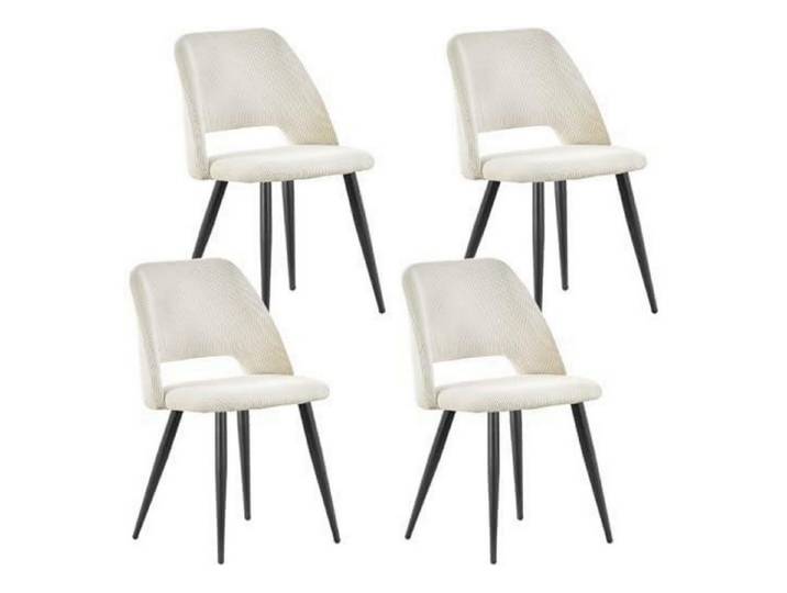LuxusKollektion Esszimmerstuhl Esszimmerstühle 4er Set Kordsamt Metallbeine Empfang Beige 4