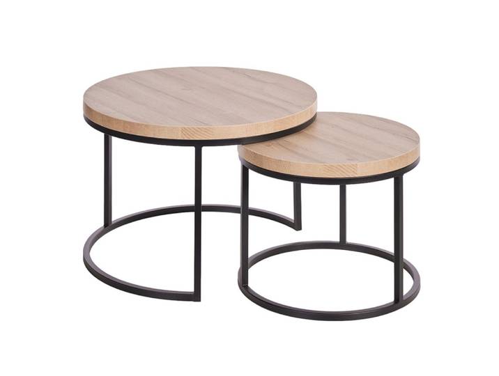 Table basse gigogne aspect bois finition french oak piètement métal n