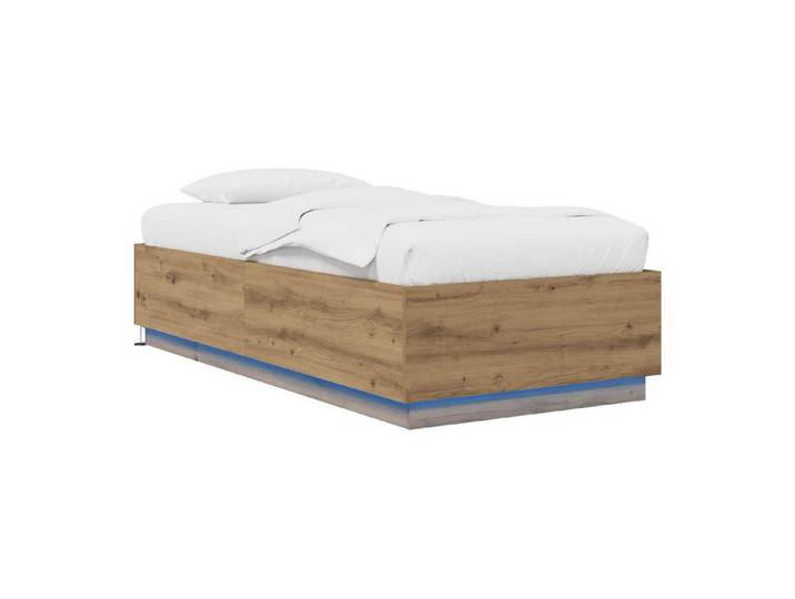 vidaXL Bett Bettgestell mit LED Kunsthandwerk Eiche 80 x 200 cm (1-tlg), Bettgestell mit LED Kunsthandwerk Eiche 80 x 200 cm