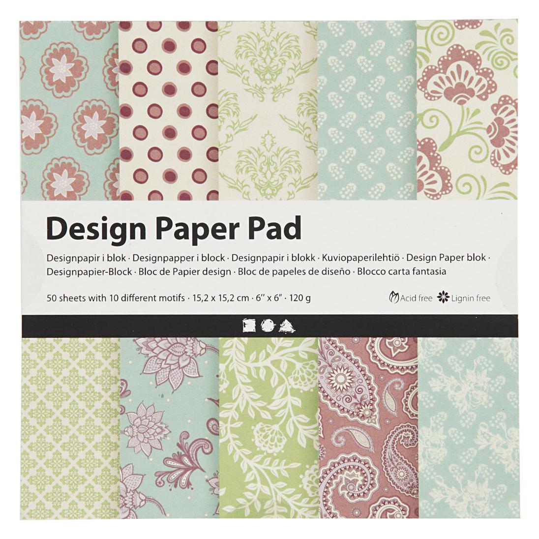 Creativ Company Design-Papierblock Mintgrün/Lila, 50 Blatt (120 g/m², 1x) (5712854305211)