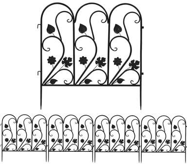 FATIVO 5 Pack Garden Fence Metal Fencing Panels Rustproof Border Section Fence