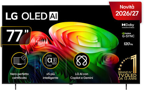 LG OLED AI 77'' Serie B6 OLED77B65LA, 4K, Nero perfetto, Dolby Vision, Processore α8 Gen3, 120Hz, G-Sync, SMART TV 2026
