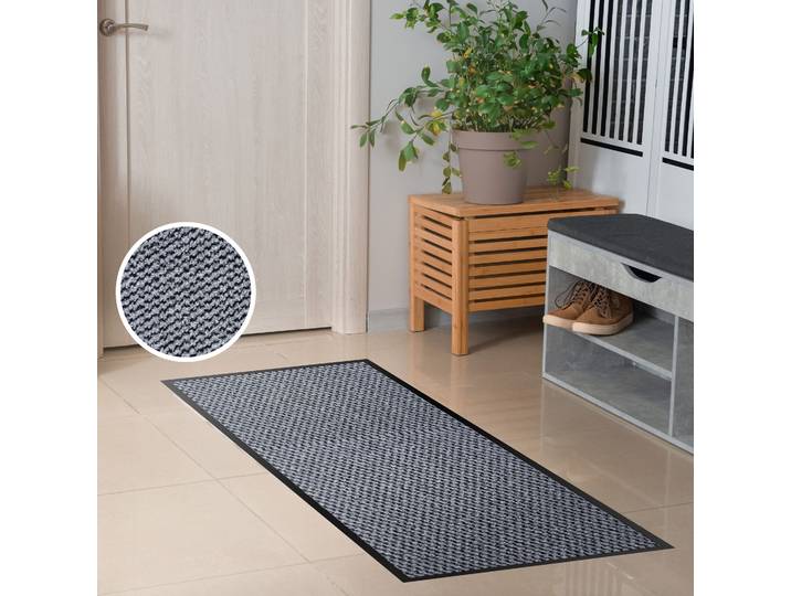 Fussmatte GOODPRODUCT Tarron, Schmutzfangmatte Indoor, für Hausflur und Eingangsbereiche , grau, B:60cm H:5mm L:180cm, Kunstfaser, Teppiche, Fussmatte, Eingangsmatte, rutschfeste Unterseite, meliert