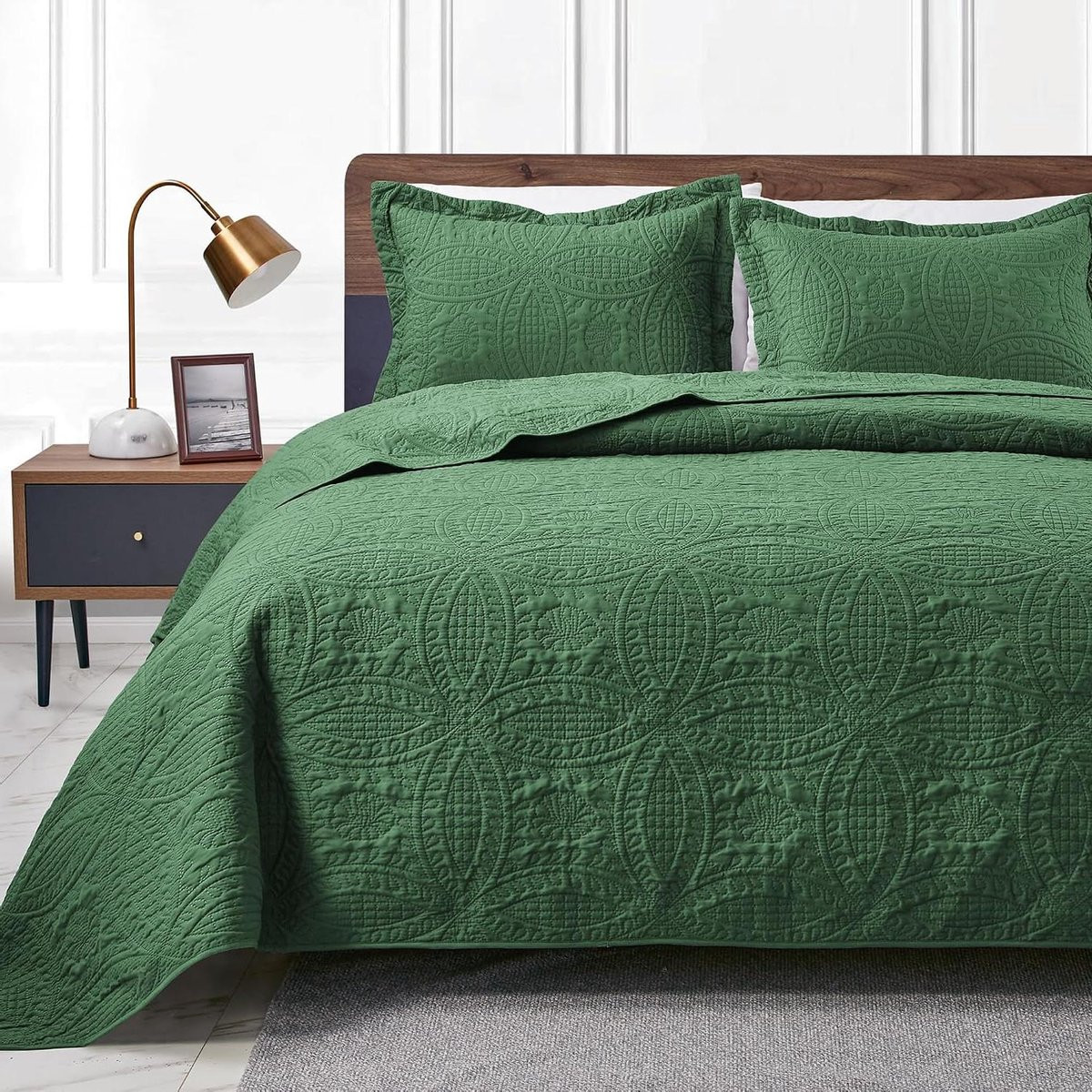 Lichtgewicht Microfiber Quilt Set Olijfgroen Twin 68x86 inch