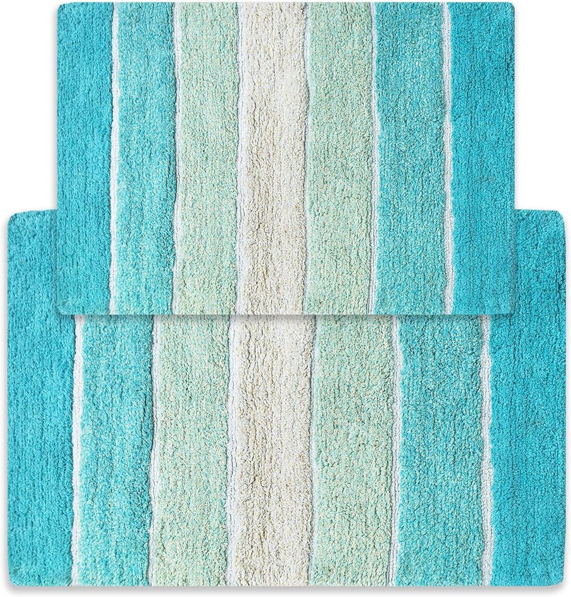 Badmat Set Aqua turquoise van 100% Katoen - 53 x 86 cm