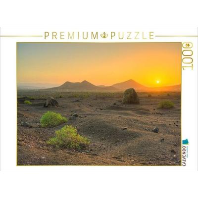 CALVENDO Puzzle Vulkanlandschaft auf Lanzarote im Zauber des ersten Sonnenlichts | 1000 Teile Lege-Größe 64x48cm Foto-Puzzle für glückliche Stunden