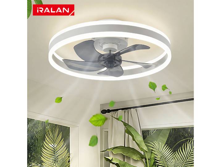 IRALAN ventilateur de plafond avec lumière télécommande réglable 6 vitesses moderne profil bas LED ventilateurs de plafond lampe pour salon chambre