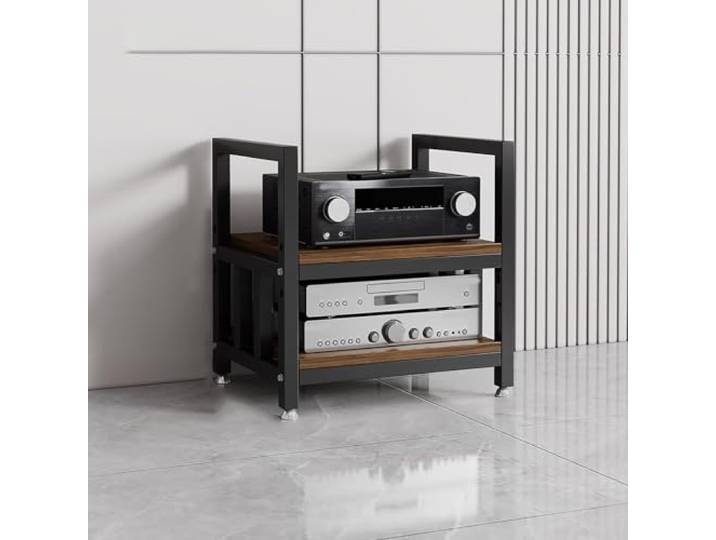 Medienschrank, AV-Ständer mit Verstellbaren Regalen Rädern für Wohnzimmer Metallischer Stereo-Rack, Verstellbare Regale, Medienaufbewahrung für Zuhause, für Wohnzimmer, Büro, Aufnahmestudio