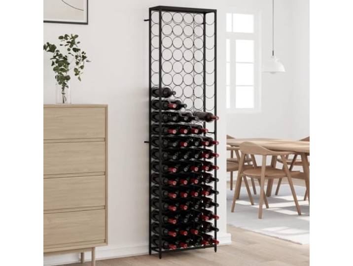 HBBMGYD Flaschenregal für 95 Flaschen, Schwarz, Schmiedeeisen, 54 x 18 x Wandbefestigung inklusive, rostbeständig, für Weinkeller, Bar, Küche