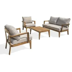 DCB Garden, Gartenlounge, Niedrige Gartenmöbel - Aluminium - - 4 Sitze - Holzoptik - PORTOFINO