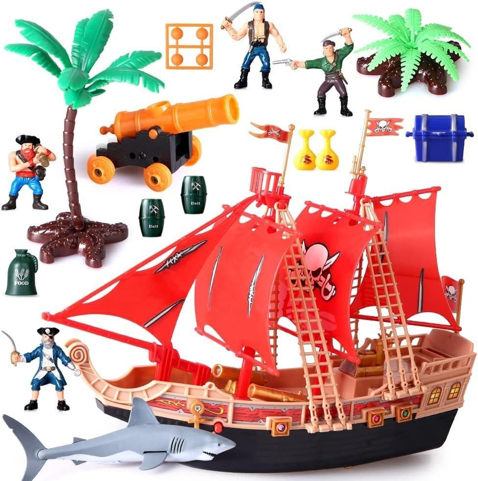 Merkloos Piratenschip Speelgoedset met Actiefiguren