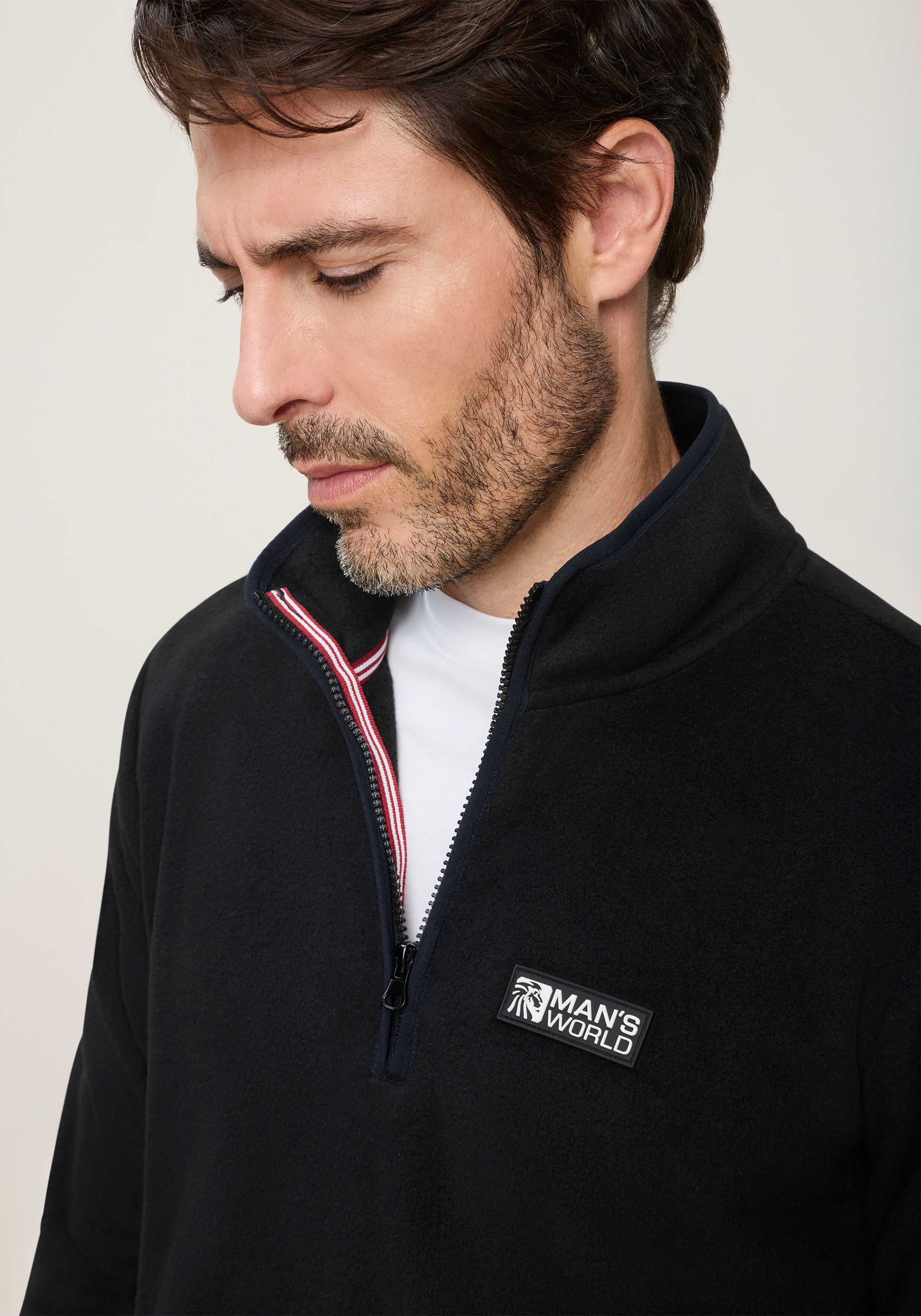 Fleecepullover MAN'S WORLD, Herren, Gr. S, schwarz, Obermaterial: 100% Polyester, eingefasste Kante, Sweatshirts Fleecepullover, Leicht, weich und komfortabel. Für Outdoor, Freizeit und Zuhause schwarz S