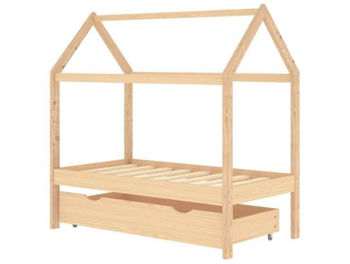 vidaXL Kiefernholz Massiv Kinderbett mit Schublade Baumhaus-Stil Kinderhaus Hausbett Bett Lattenrost Bettgestell Holzbett Kinderzimmer 70x140cm