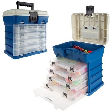 "Storage Tool Box 4 Drawers 19 Compartments Each by Wakeman Outdoors (Dark Blue) - 12.2"""