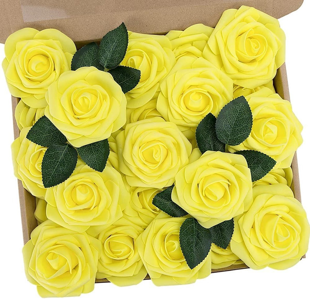 Allecto Kunstbloemen 25 Stuks - Gele Rozenkoppen - Realistisch en Herbruikbaar