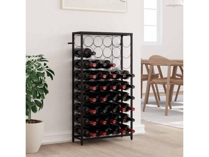 HBBMGYD Flaschenregal für 45 Flaschen, Schwarz, 54 x 18 x 100 cm Inklusive Wandbefestigungen, rostbeständig, für Weinkeller, Küche, Bar