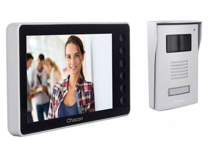 CHACON Téléphone vidéo filaire avec écran de 7 pouces – Noir