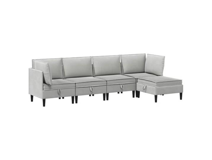 Coespram Wohnzimmergarnitur 5-teilig Modulsofa Ecksofa Set Hellgrau Flexibles Polstermöbel Set mit Kissen für Wohnzimmer und Lounge, robuster Sperrholzrahmen, bequemer Stoffbezug in Hellgrau.