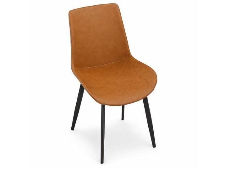 Lot de 4 Chaises de Salle à Manger Support Métallique Nettoyage Facile Chaises de Cuisine PU Texturé Glacé Brun