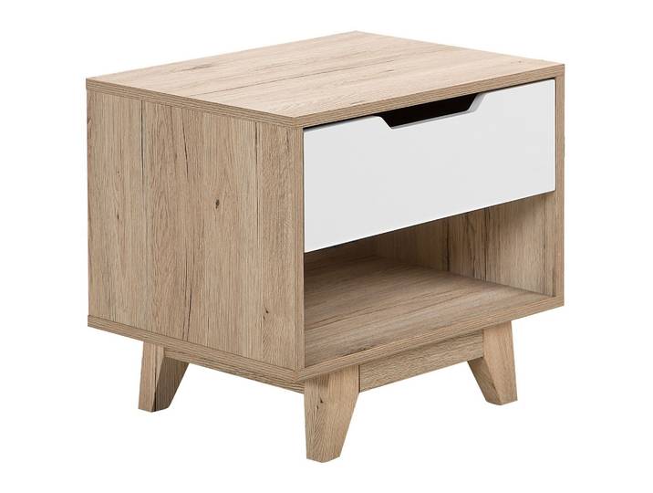 NACHTTISCH heller Holzfarbton/weiß Spencer