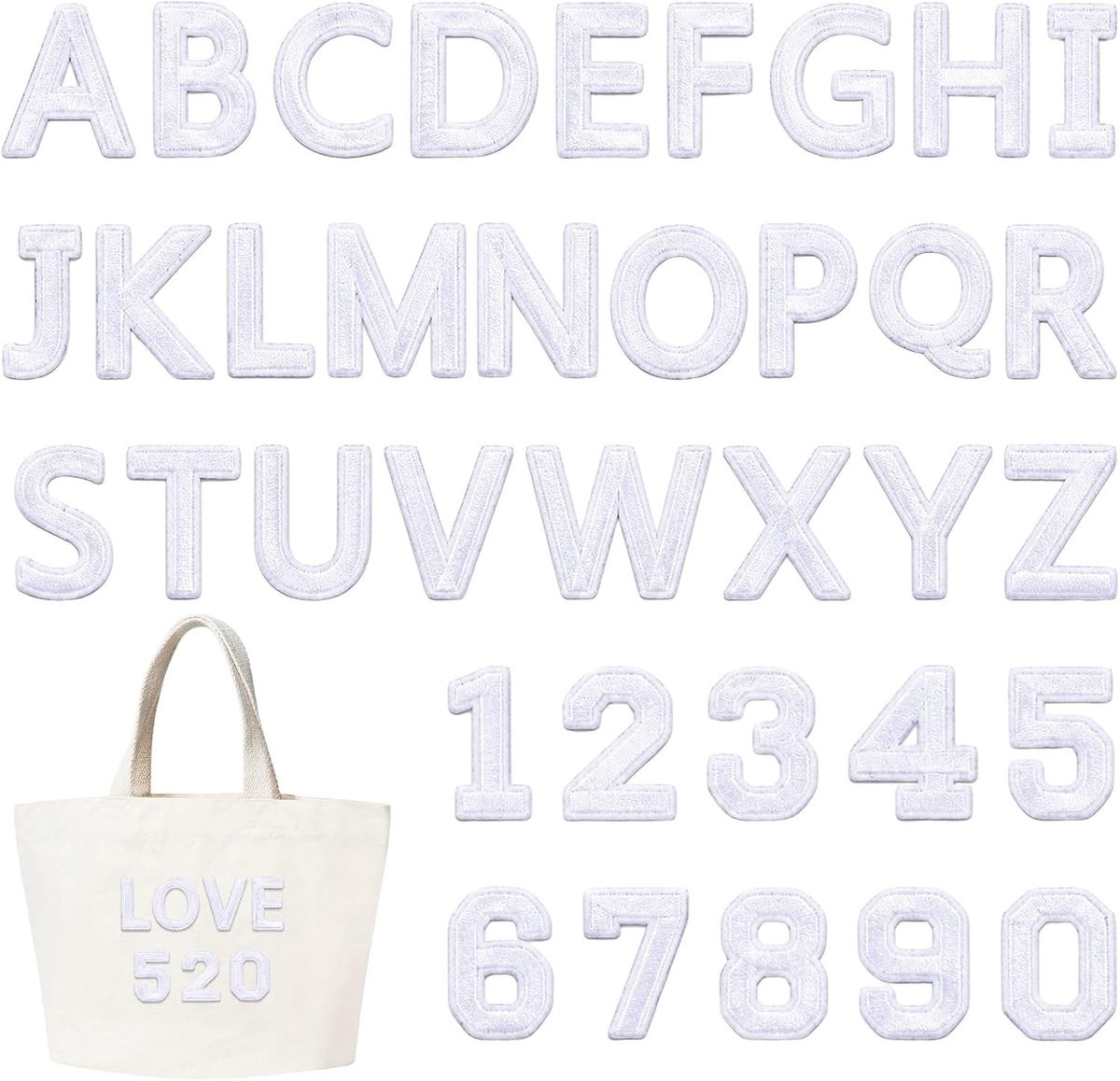 36 stuks opstrijkbare letters en cijfers alfabet A-Z en 0-9 voor creatieve projecten
