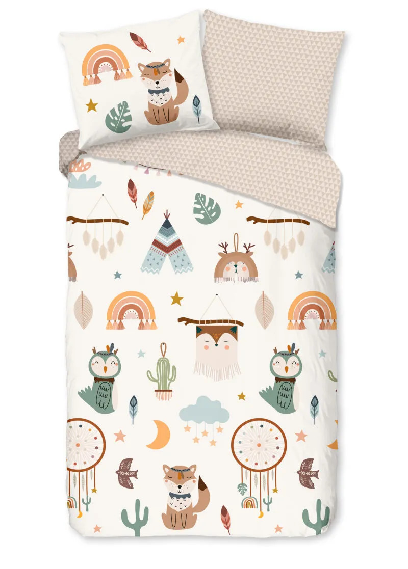 Good Morning Kinderdekbedovertrek Tipi-tenten Boho - Zand - 140 x 200 cm
