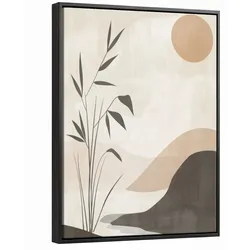 LEINWAND Bilder mit Rahmen - Japandi - Landschaft - Beige - 30x40