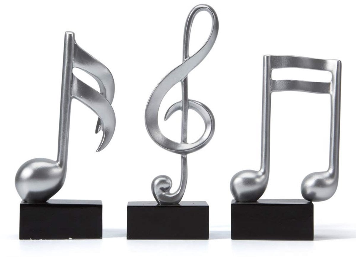 Omgoods 3-delige Muzikale Noten Beeldjes voor op een tafel of bureau