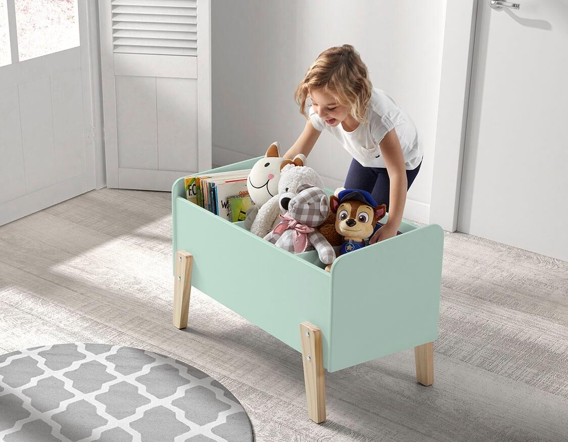 Spielzeugtruhe VIPACK "Kiddy", grün (mintgrün), B:80cm H:48cm T:39cm, MDF, Aufbewahrungsboxen, Spielzeugtruhe, MDF-Oberfläche mintgrün B/H/T: 80cm x 48cm x 39cm
